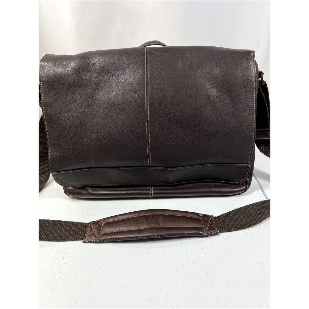 eBags Brown Crossbody Computer Messenger Travel Organizer Multi-Pocket Bag